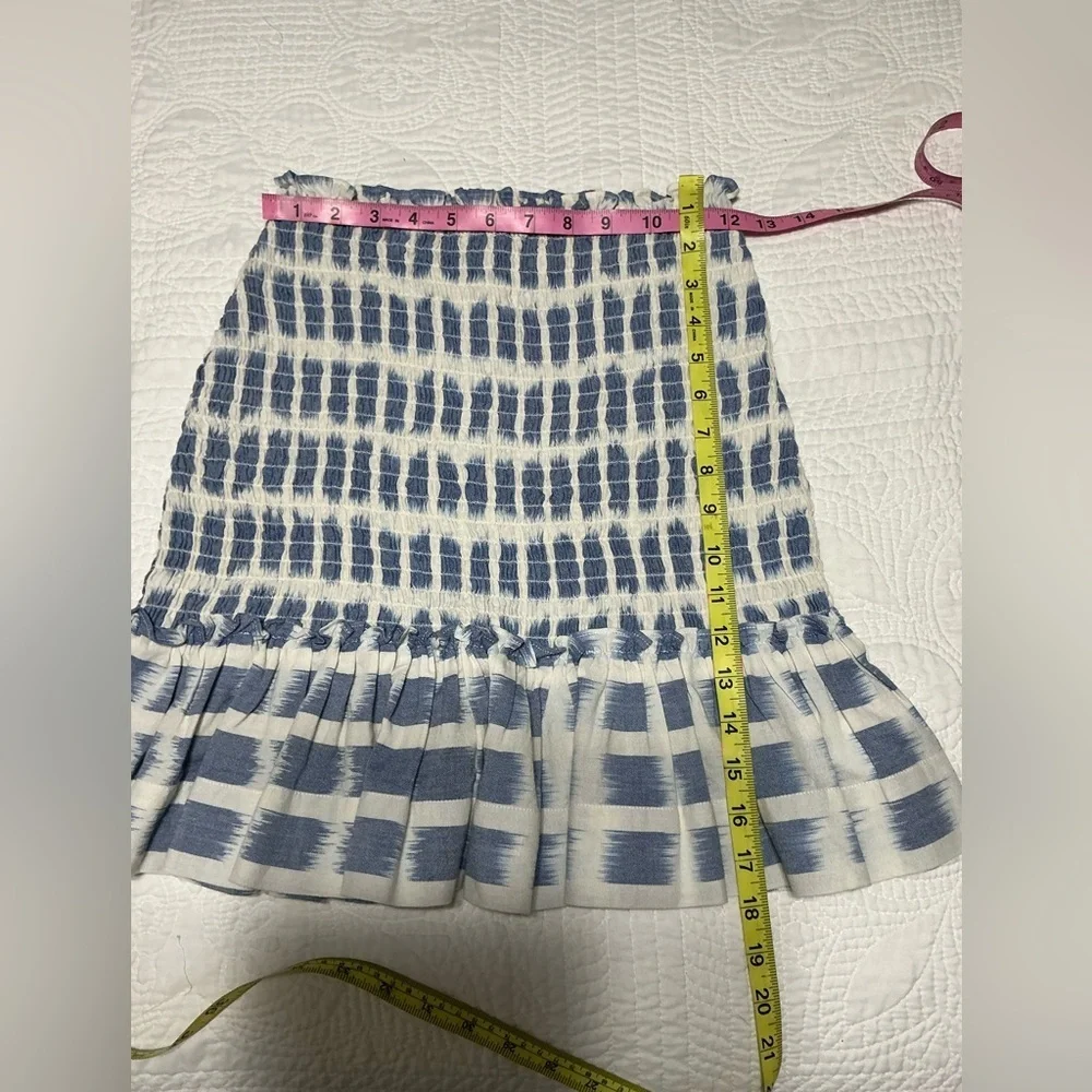 EUC Veronica Beard Aloya Smocked Skirt - Ecru Multi - Size Small